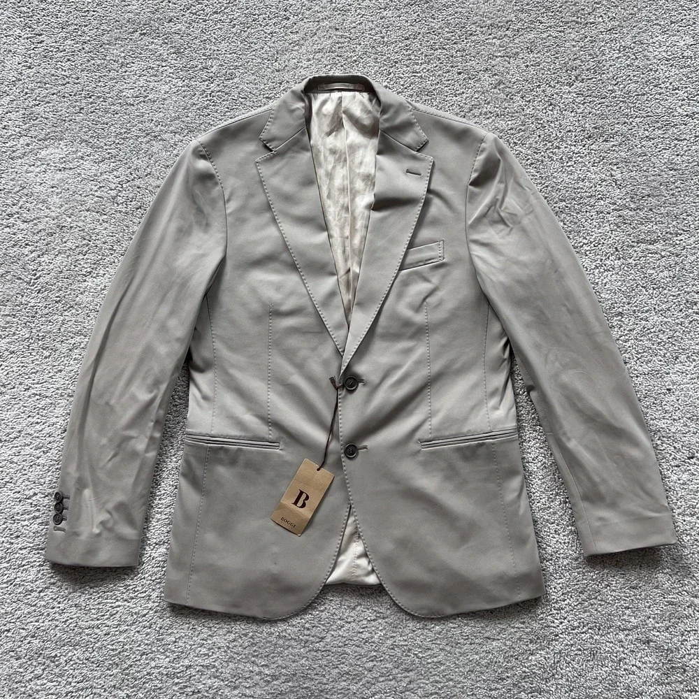 Boggi Milano B Tech Blazer Mens 48 Beige Stretch Travel Jacket Made Italy